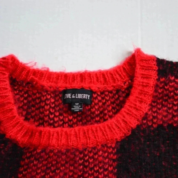 Fuzzy Plaid  Knit Sweater - Picture 3 of 6